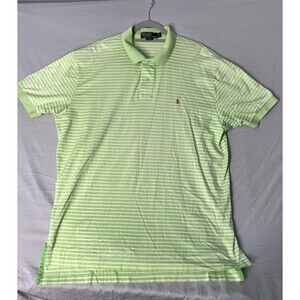 Polo Ralph Lauren Polo Shirt Mens XL Green Stripe Pink Pony 100% Pima Cotton
